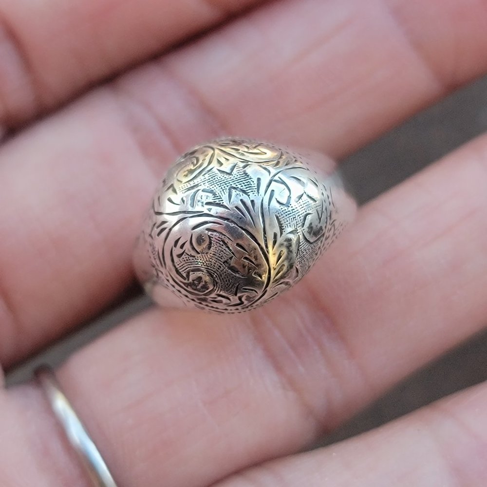 Vintage 925 sterling silver SIAM bubble untricately hand chased engraved ring - Picture 9 of 15